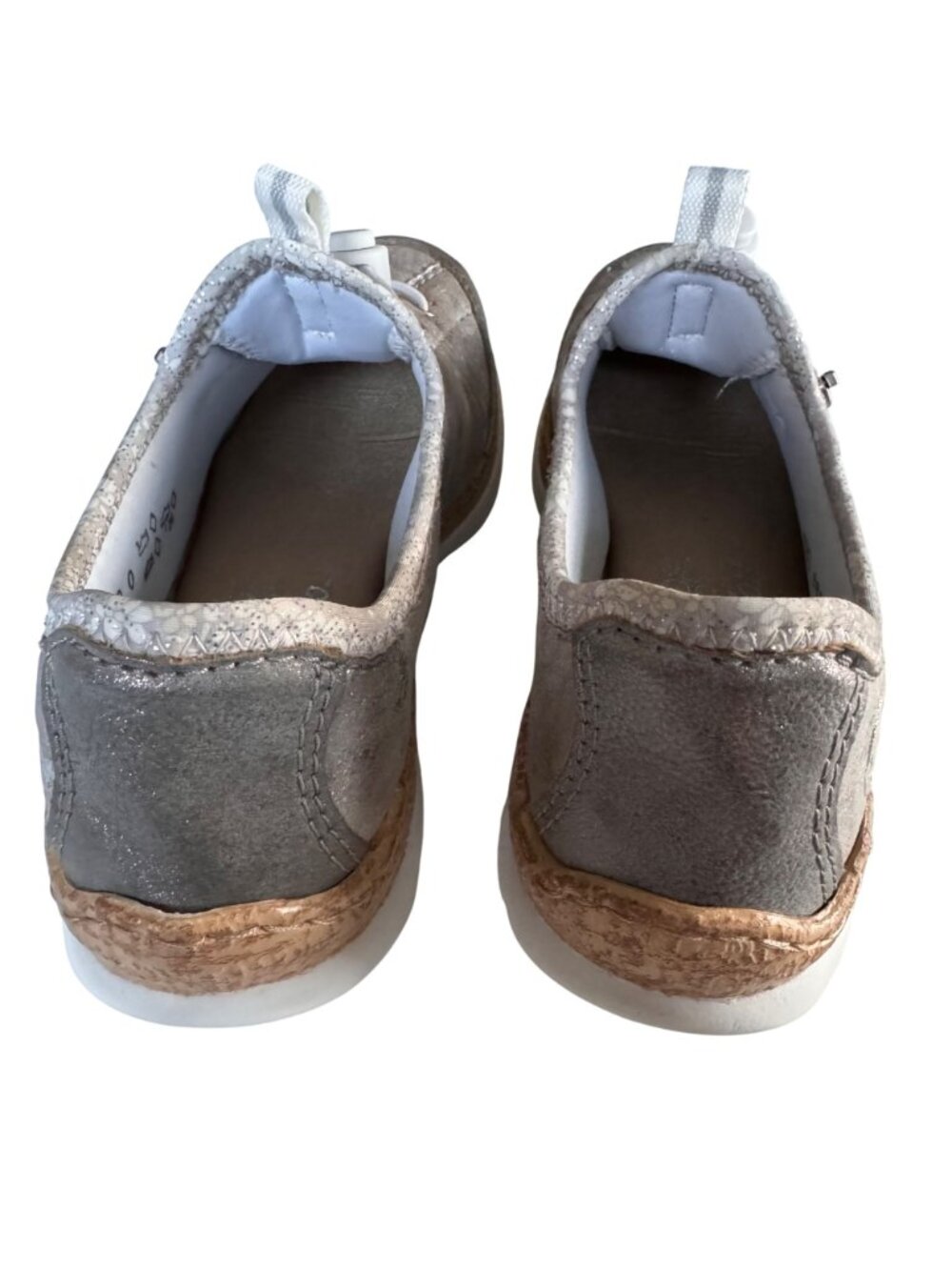 Rieker Nikita Trainer Womens Silver Leather Sneakers 36 US 6 Side Zipper Lace-Up - Picture 6 of 12
